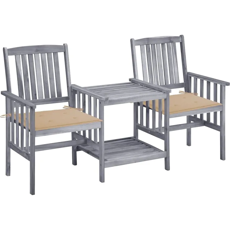 vidaXL Gartenstühle mit Teetisch und Kissen Massivholz Akazie 3061305