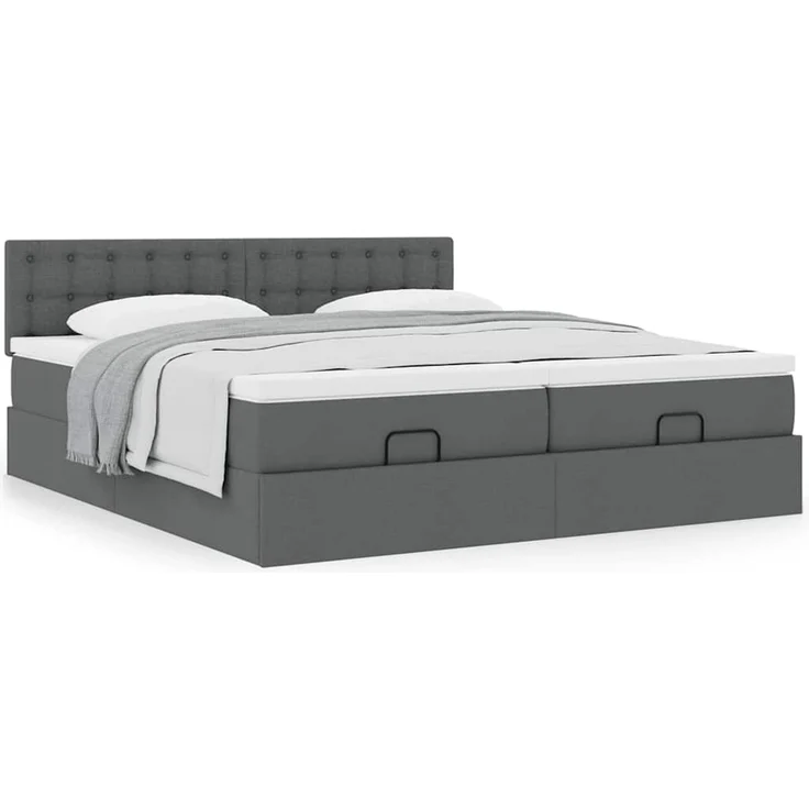 vidaXL Ottoman-Bett mit Matratzen Dunkelgrau 200x200 cm Stoff 3312044 – Bild 12
