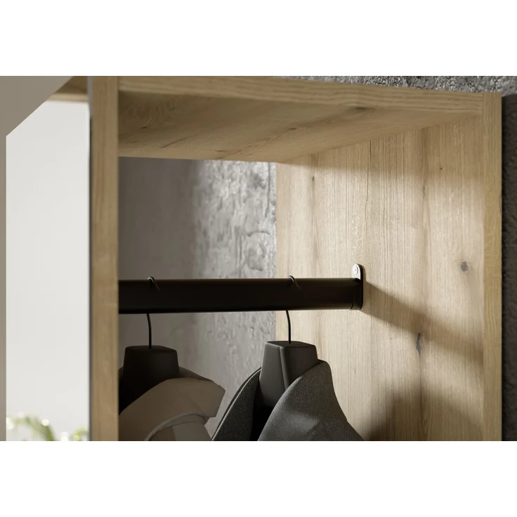 Kompaktgarderobe >Malaga< 2 Türen, 1 Schub, Spiegel, Eiche Dekor / Weiß - 105x188x38cm (BxHxT) – Bild 6
