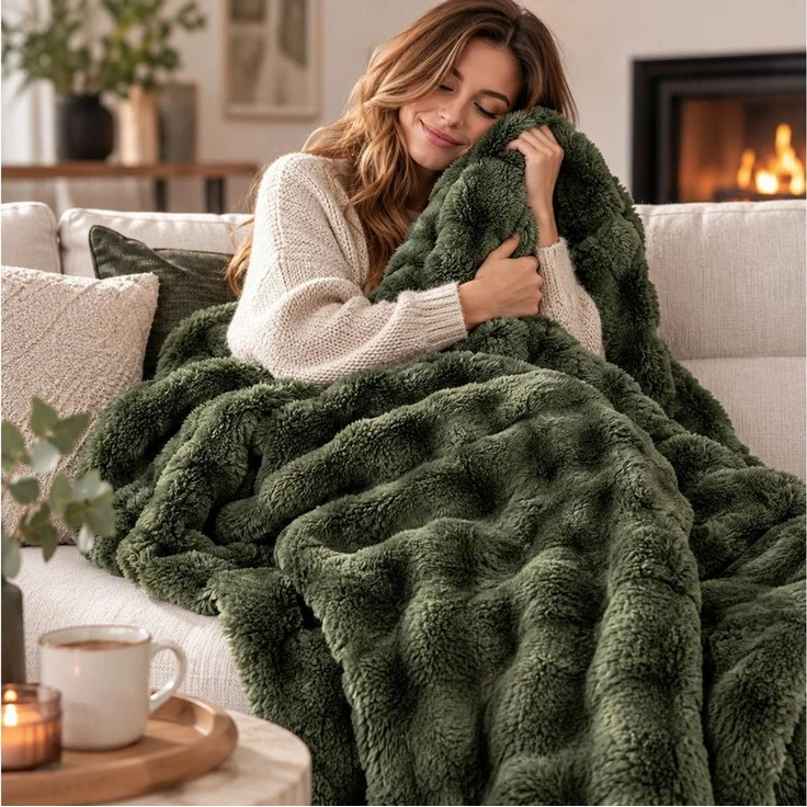 Wohndecke BUBBLE, Design91, flauschige Kuscheldecke mit 3D-Muster, 350 g/m², weich & warm – Bild 1