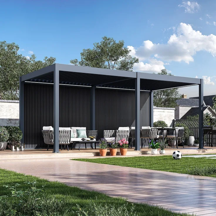 Weide WPC Sichtschutzwand anthrazit für Pergola