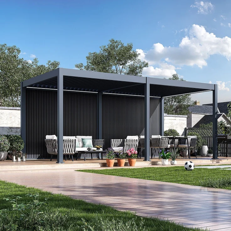 Weide WPC Sichtschutzwand anthrazit für Pergola – Bild 1