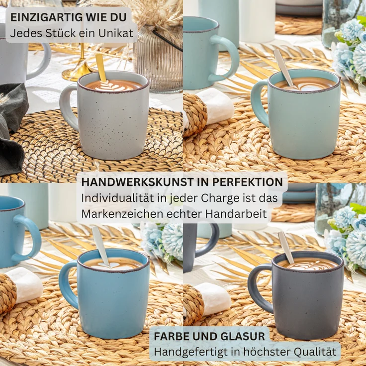 SÄNGER Steingut Kaffeebecher Bombay Sky Shades 4 teilig – Bild 5