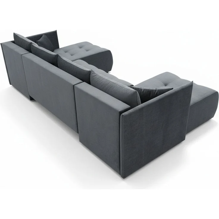 Wohnero24 NESSA U Ecksofa 292x152 cm mit Schlaffunktion 280x140 & Bettkasten – XXL Wohnlandschaft Dunkelgrau – Bild 3