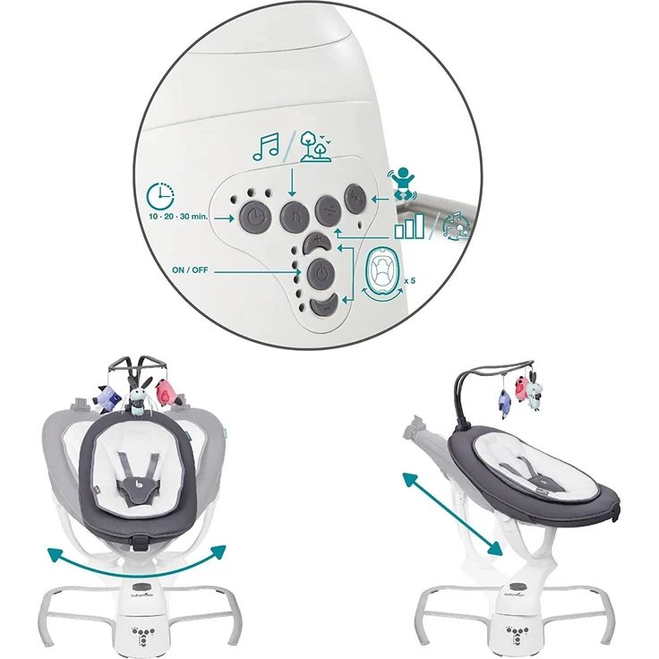 Babymoov Babyschaukel Swoon Motion Zink - inkl. 8 Melodien, 360° Sitzfläche, verstellbare Rückenlehne und Bewegungsmelder – Bild 6