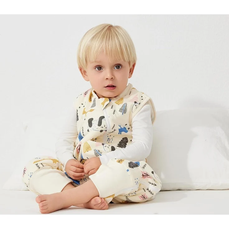 Duomiaomiao Baby Schlafsack, 1x Ganzjahresschlafsack, 1.5tog-beige Panda, 75cm / Babygröße 80-90cm, 100% Baumwolle – Bild 5