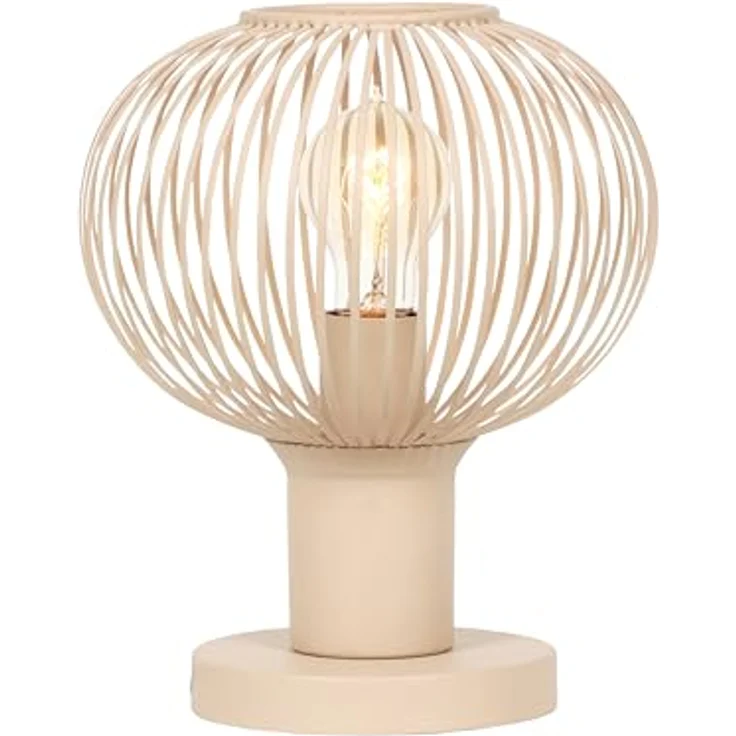 TRIO GILA Draht-Tischleuchte, Moderne Tischlampe in Beige, 23 cm, Metall Kugel, E27 LED geeignet – Bild 8
