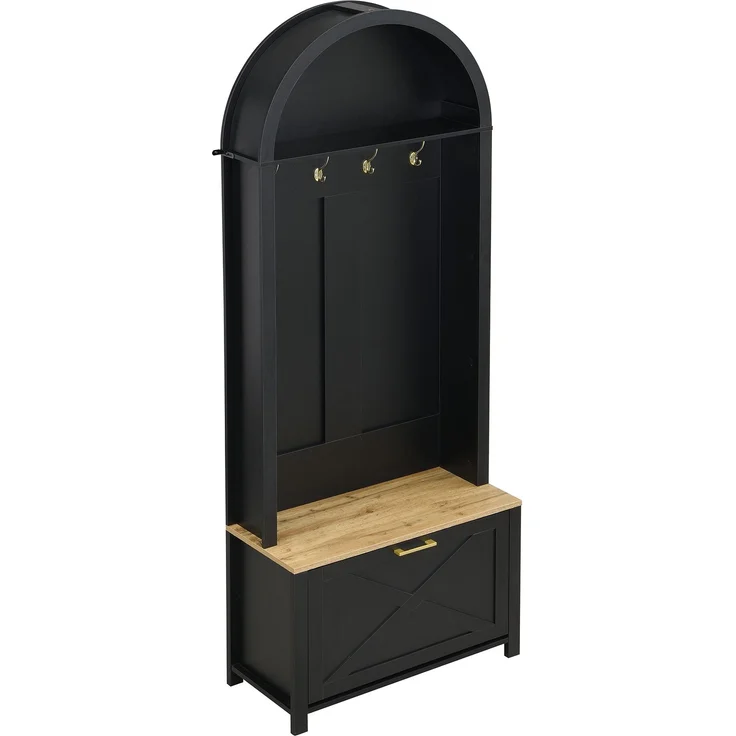 Multifunktionaler Garderobenschrank mit Schuhregal, Ablage & Haken – Hall Tree für Eingangsbereich, langlebiger MDF Korpus, modernes Design, stabile Eisenfüße, praktische Aufbewahrung – Bild 9
