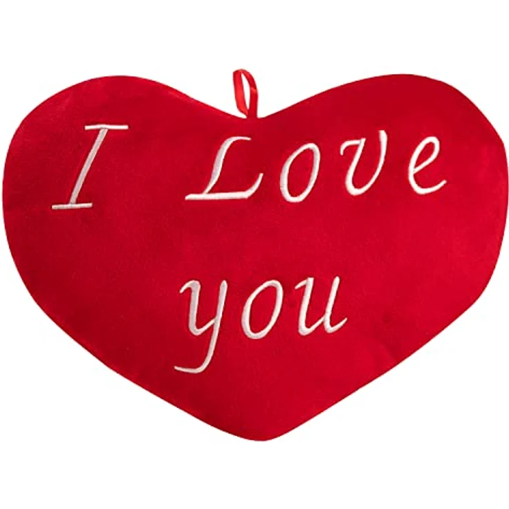 Deuba Herzkissen I Love You Liebe 26cm flauschig weich gestickter Schriftzug Plüschherz Plüschkissen Kissen Kuschelkissen – Bild 2