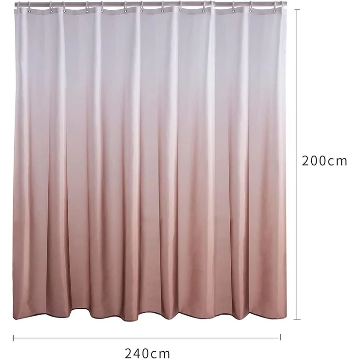 Furlinic Duschvorhang Überlänge Badvorhang Anti-schimmel Stoff Weiß 240x200cm – Bild 2