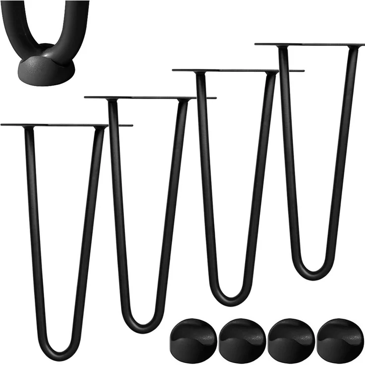 Tischbeine 4x Hairpin 41 cm Haarnadelbeine Schwarz Gestell Möbelfüße Tischkufen – Bild 5