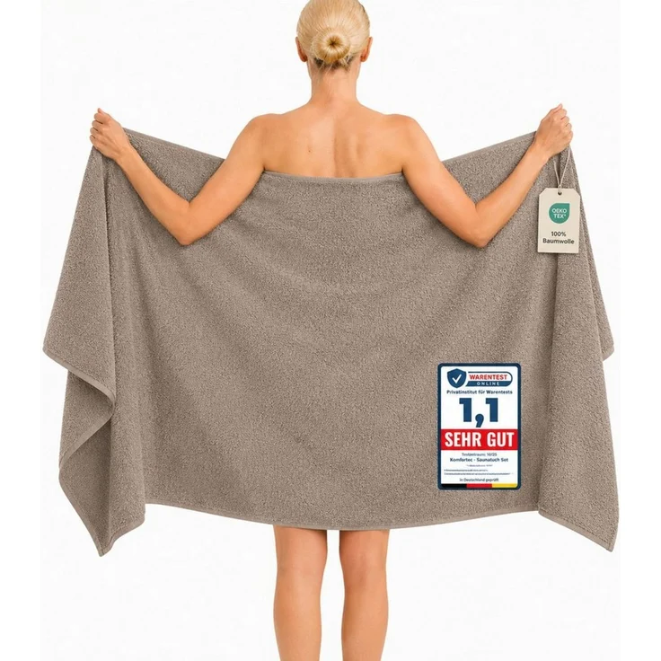 Komfortec Saunatuch 100x200 cm Badetuch aus 100% Baumwolle, Frottee (1-St), extra Große, Schnelltrocknend – Bild 1