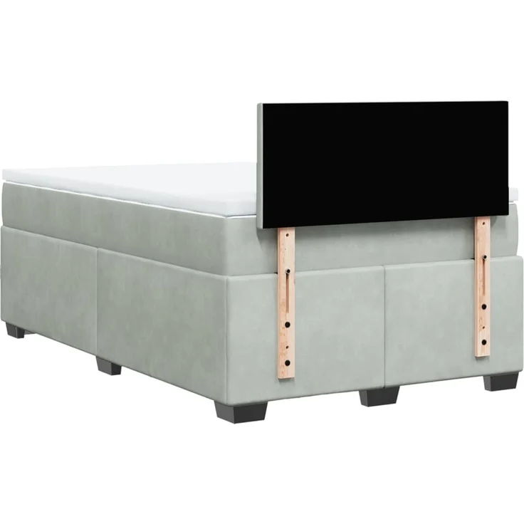vidaXL Boxspringbett mit Matratze Hellgrau 120x200 cm Samt 3288576 – Bild 12