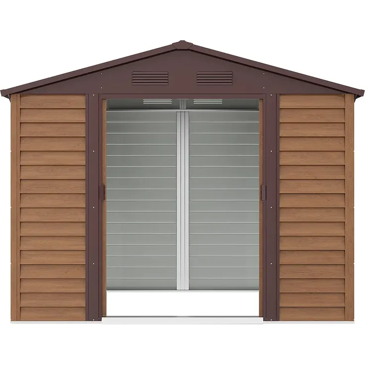 Vente-unique - ARSEGO Gartenhaus Metall Braun - B 224 cm x H 177 cm x L 266 cm – Bild 4