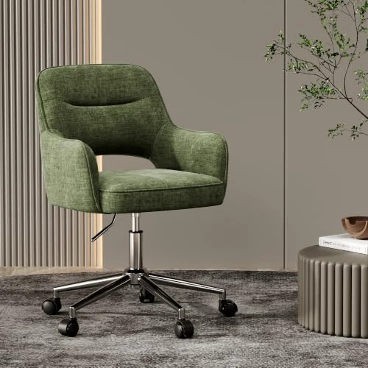 MALOL Drehstuhl Sessel Wohnzimmer höhenverstellbar, Moderner Relaxsessel Stuhl mit Rollen, 360° Drehsessel Schreibtisch Stuhl mit Armlehnen für Wohnzimmer, Schlafzimmer, Homeoffice, Grün – Bild 1