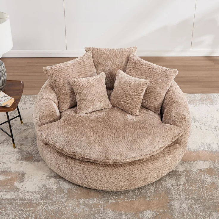 Abrihome Sessel mit Kissen und Verstellfunktion, Braun, 190,5x138x63 cm – Bild 8