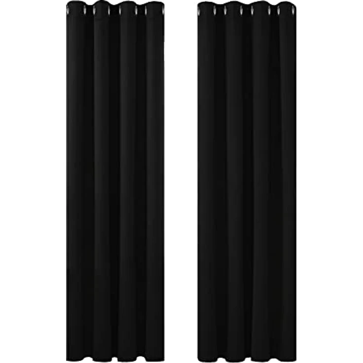 Deconovo Vorhang Verdunkelung Ösen Dicke Gardinen Schlafzimmer Verduklungsvorhang Ösen, 160x132 cm(HöhexBreite), Schwarz, 2er Set – Bild 4