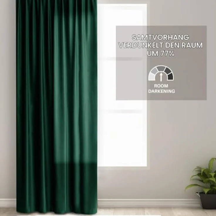 Restilo Gardine Gardine Multifunktionsband Kräuselband Vorhang Verdunkelnd Samt Textil (1 St), Kräuselband, verdunkelnd, Samt Textilien, mit Raffhalter – Bild 2