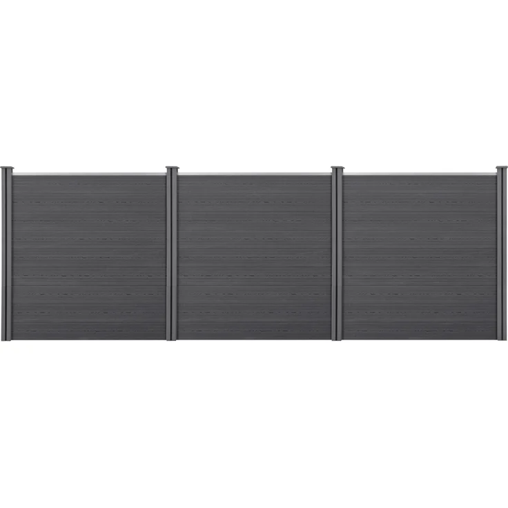 Gartenzaun Getafe WPC mit Pfosten 183x531 cm Grau neu. holz – Bild 1