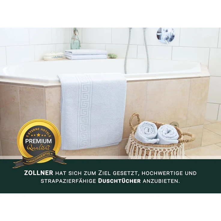 ZOLLNER 5er Set Duschtücher 70% Baumwolle, 30% Polyester, 70x140 cm, blau – Bild 5