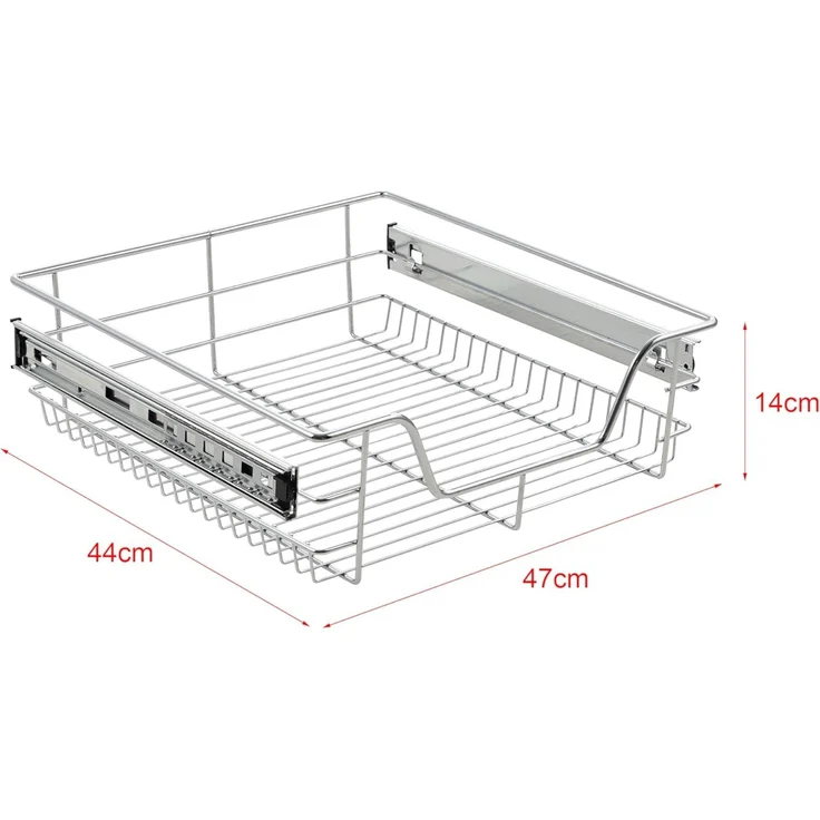 2er-Set Teleskopschublade 47 x 44 x 14 cm Stahl Silber [en. casa] – Bild 5