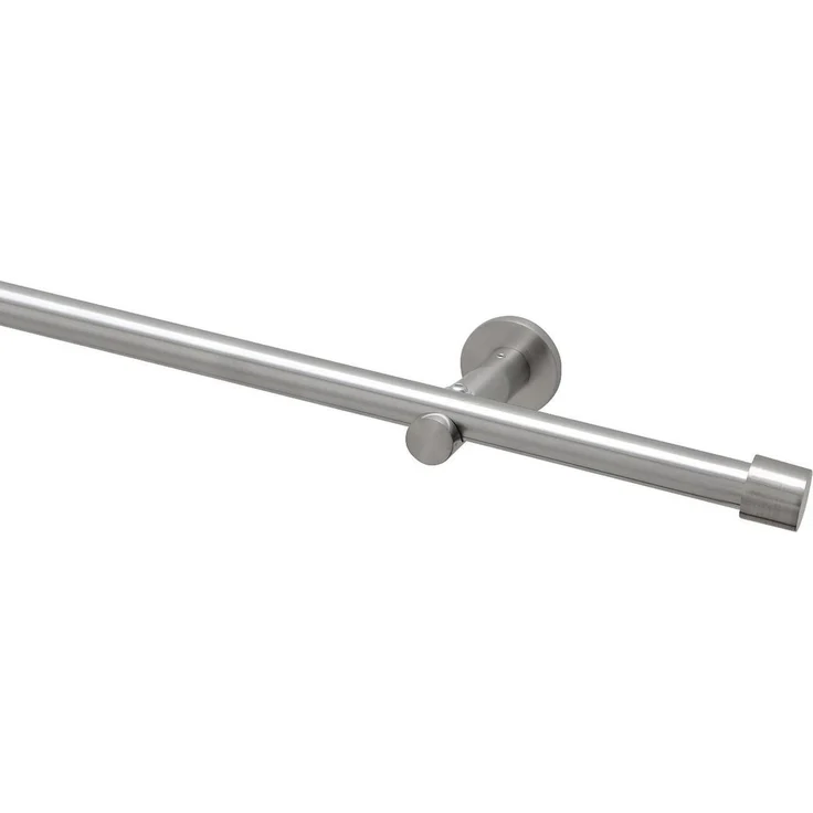 Garduna Gardinenstange Zusatzträger 16mm, Edelstahl-Optik, 1-läufig, gebohrt, Metall