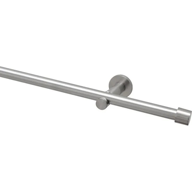 Garduna Gardinenstange Zusatzträger 16mm, Edelstahl-Optik, 1-läufig, gebohrt, Metall
