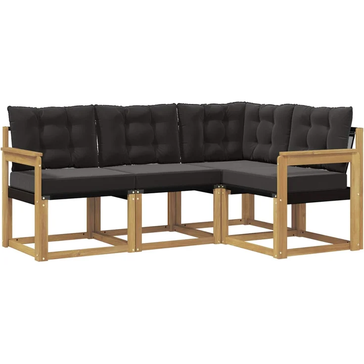 vidaXL Outdoor-Sofagarnitur 4 stk. 4-Sitzer Weiß und Schwarz 3389422 – Bild 2