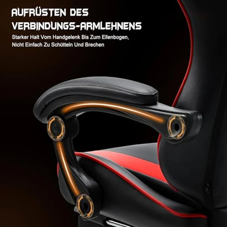 DUMOS Gaming Stuhl Ergonomischer Gaming Stuhl mit Fußstütze Atmungsaktiver PC Stuhl mit verstellbare Lendenkissen Kopfkissen und Armlehnen 150 kg Belastbarkeit Drehsessel – Bild 6
