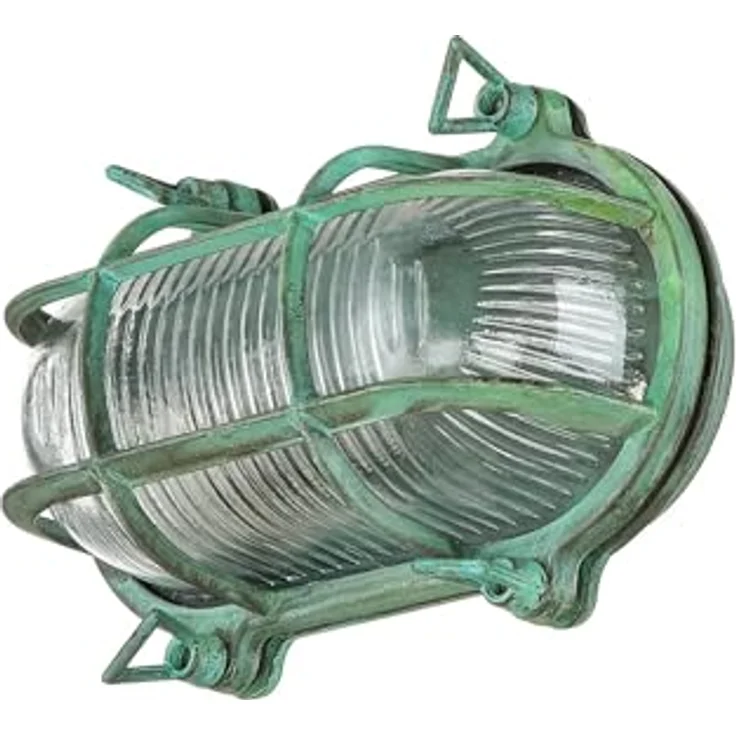 Licht-Erlebnisse SKIATHOS Wandaußenleuchte Messing Glas Grün Antik IP64, Maritime Schiffsleuchte, E27, 130 mm Höhe, 210 mm Breite, 100 mm Tiefe – Bild 4
