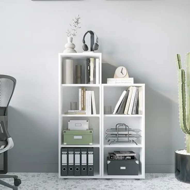 KOMTO Bücherregal Lumo 40 cm Weiß Regal mit 3, 4 or 6 Ebenen und Höhenverstellbare, Regale Standregal Aufbewahrungsregal Bookshelf – Bild 8