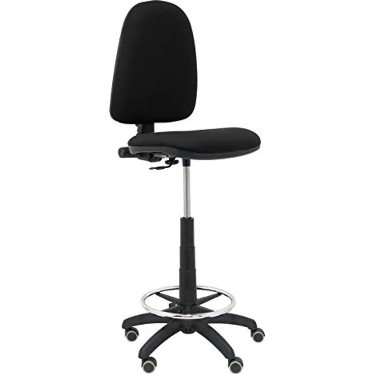 Piqueras y Crespo T04CP – ergonomischer Hocker, höhenverstellbar, Ring zum Abstützen der Füße, Rollen Schwarz