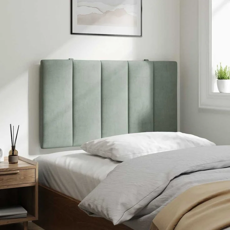 vidaXL Kopfteil-Kissen "Hanko" Hellgrau 90 cm Samt Grau – Bild 4