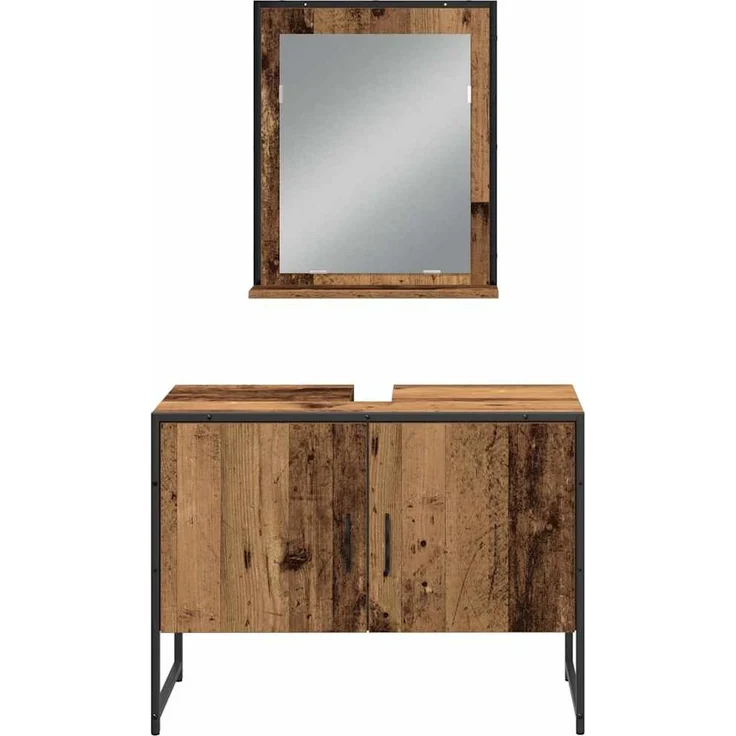 vidaXL Badezimmermöbel-Set mit Regal mit Tür 3 pcs Braun Holzwerkstoff 3334374 – Bild 7
