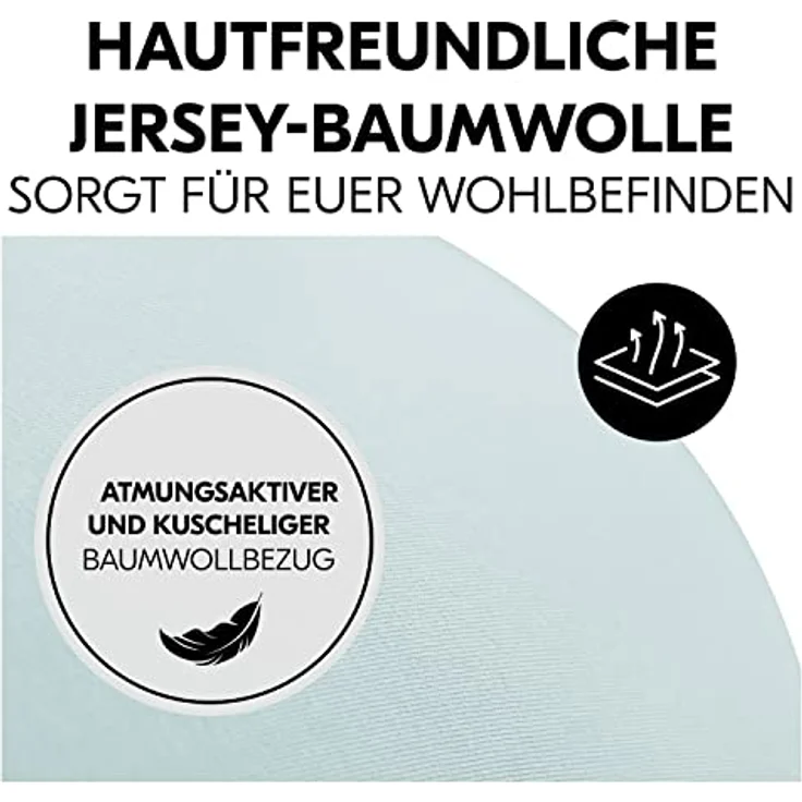 Hauck Nurse N Feed Stillkissen mit Mikroperlenfüllung, Eukalyptus, 140 cm, OEKO-TEX® STANDARD 100, waschbar und pflegeleicht – Bild 6