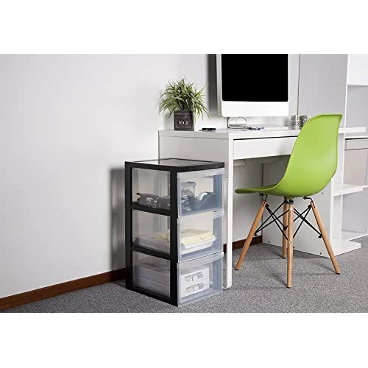 Iris Ohyama, Schubladenschrank auf Rollen, 5 Schubladen mit 15 L, mit Rollen, ergonomische Griffe, Büro, Bad, Wohnzimmer - Design Chest DC-305 - Schwarz – Bild 5