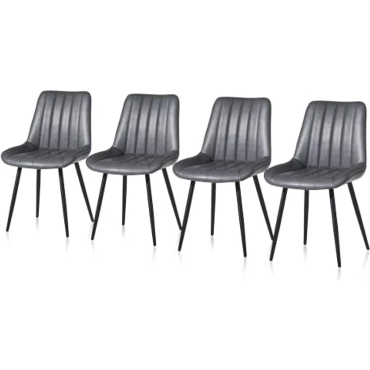 TUKAILAI Esszimmerstühle 4er Set Kunstleder Polsterstuhl mit Metallgestell | Polsterstühle mit Ergonomischer Rückenlehn,bis 150kg Belastbarkeit,Küchenstuhl für Esszimmer und Wohnzimmer Restaurant (Grau) – Bild 1