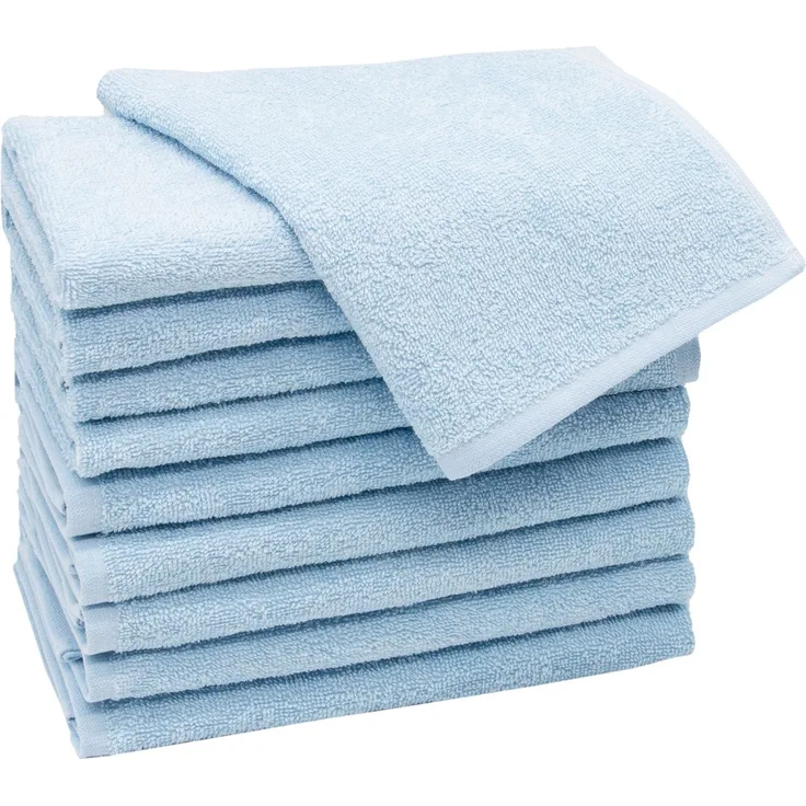 ZOLLNER 10er Set Gästehandtücher 30x50 cm, 100% Baumwolle, hellblau