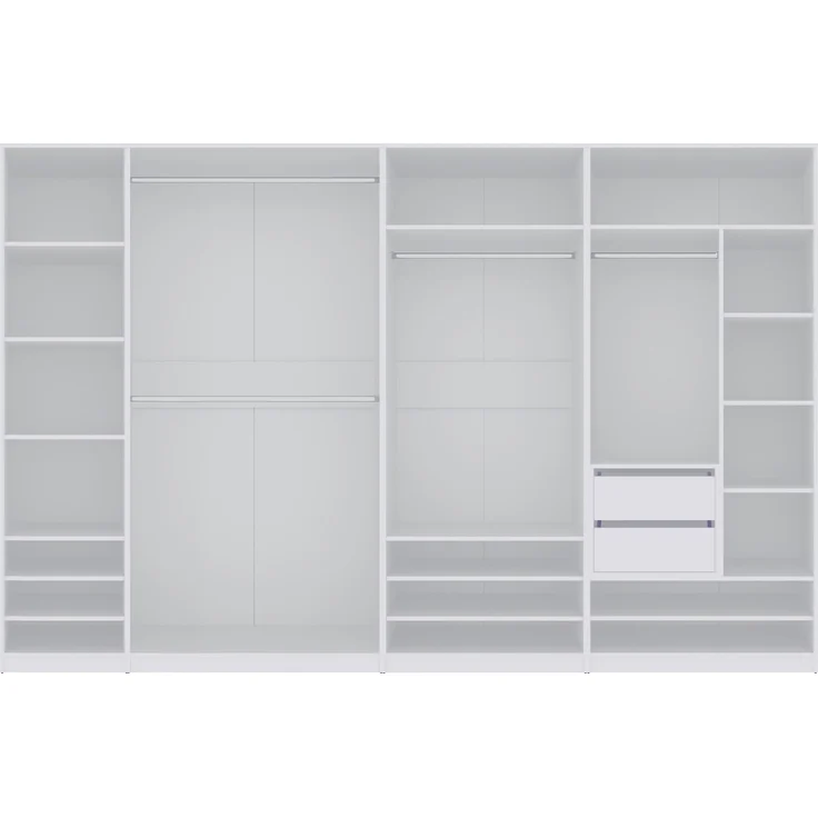 Marmex Möbel TRES SET B(B) Garderobenschrank-Set für Kleidung, Schuhe, offener Kleiderschrank mit Regalsystem, laminierte Spanplatte, weiß, 320x206x51 cm – Bild 8