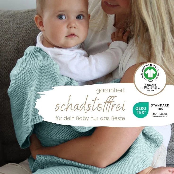 Babydecke DIKOS® Babydecke aus *100%* Bio Baumwolle atmungsaktiv clean, DIKOS, PREMIUM Qualität atmungsaktiv, nachhaltig, plastikfrei, kuschelweich – Bild 3