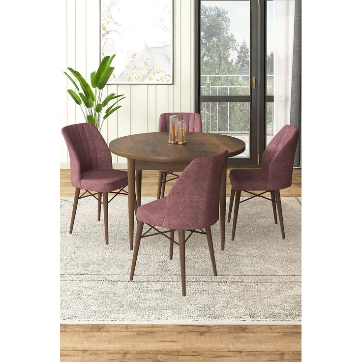 Skye Decor 'Rox - Baroque, Dusty Rose' Essgruppe (5-teilig), Barock / Altrosa, 90 x 75 x 90 cm
