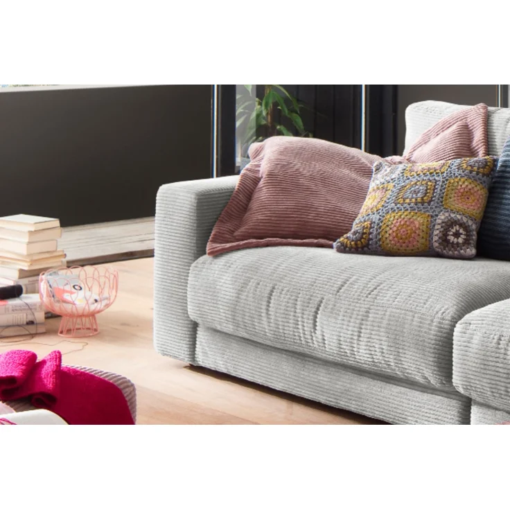 KAWOLA Sofa MADELINE 3-Sitzer Cord hellgrau 85 x 127 x 290 cm – Bild 4