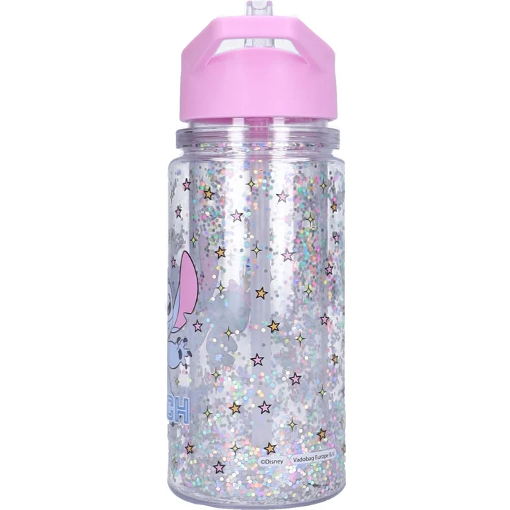Disney Lilo & Stitch Trinkflasche Kinder 300 ml mit Strohhalm Glitzer Flasche und Griff – Bild 5