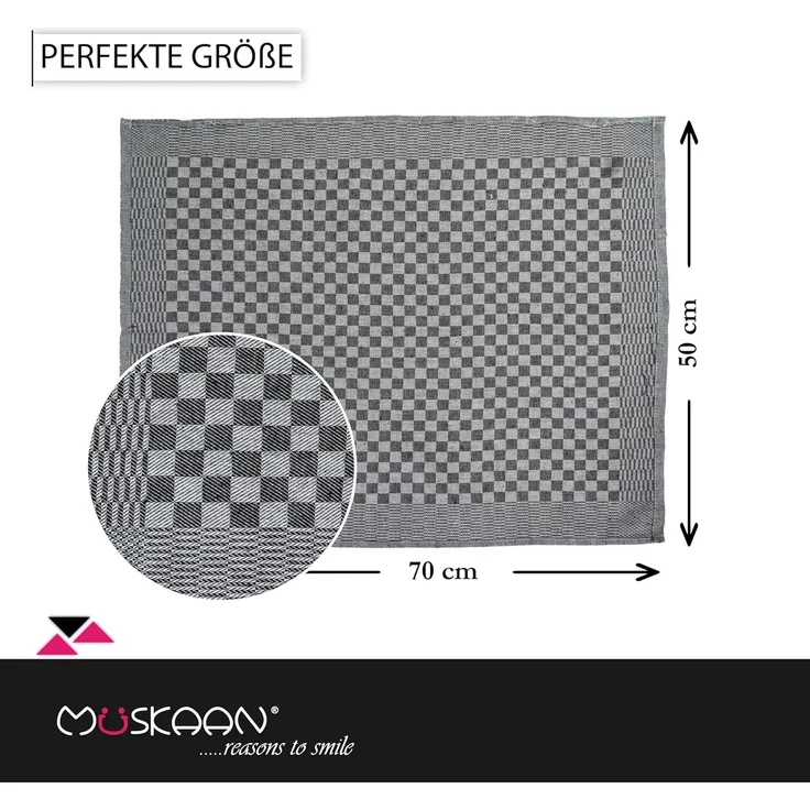Müskaan Luxus Grubentücher, 10er Set, 210 g/m², 75g, 100% Baumwolle schwarz, 50x70 cm – Bild 5