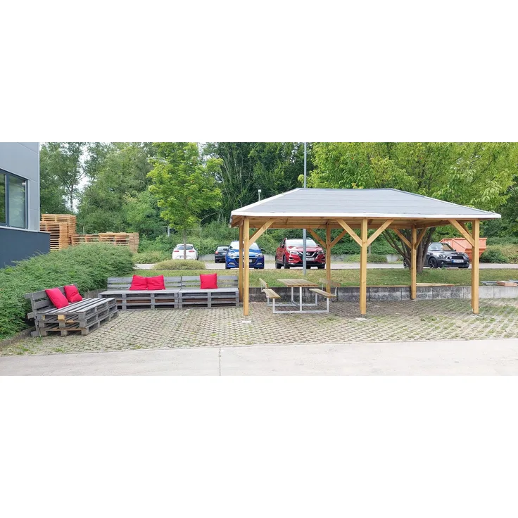 Woodtex Pavillon Superieur 594×340 cm, imprägnierter 4-Eck Pavillon aus Kiefernholz mit stabiler Konstruktion und Walmdach