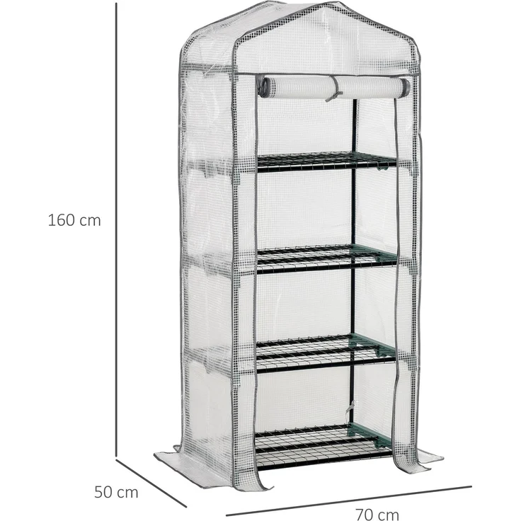 MELAYR, Balkon-Gewächshaus, 4-stufiges Gewächshausregal, Epoxidbeschichteter Stahl, Abnehmbare, 70 x 49 x 8 cm, Weiß – Bild 5