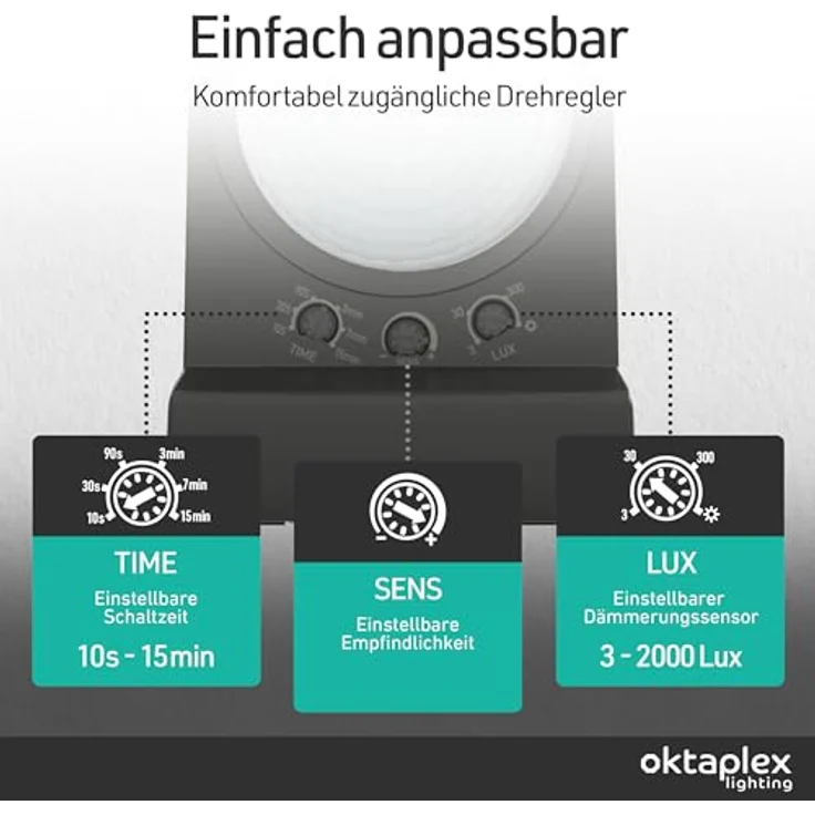 Oktaplex lighting LED Außen-Wandleuchte Oktaplex Cali Motion Außenstrahler 3000K 30W, Bewegungssensor & Diffusor, LED fest integriert, warmweißes Licht, Außenstrahler mit Bewegungsmelder anthrazit LED Außenleuchte – Bild 6