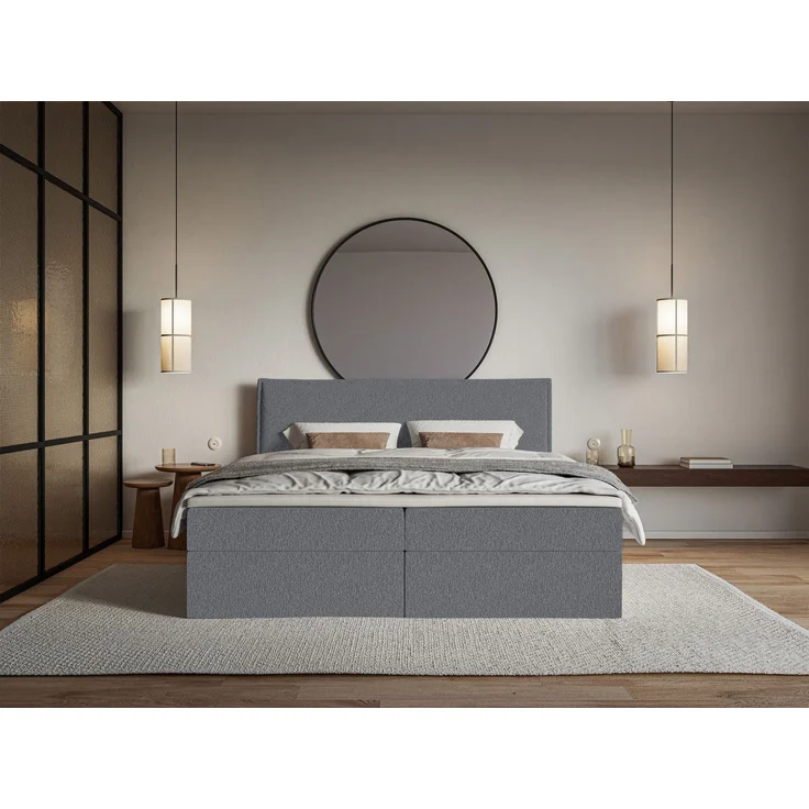 Selsey 'Softie' Boxspringbett 140x200 cm mit Topper und Stauraum, Chenille, Graphitgrau – Bild 2