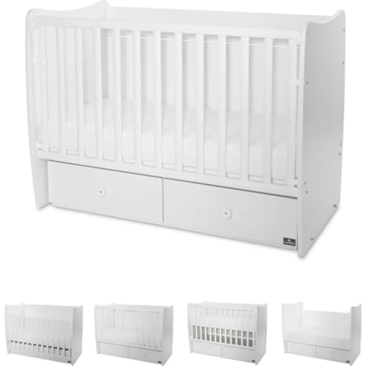 Lorelli Babybett MATRIX NEW, Gitterbett 120 x 60 cm mit Schaukelfunktion und 2 Schubladen, geeignet ab Geburt