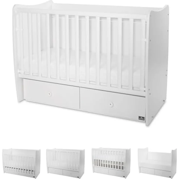Lorelli Babybett MATRIX NEW, Gitterbett 120 x 60 cm mit Schaukelfunktion und 2 Schubladen, geeignet ab Geburt – Bild 1
